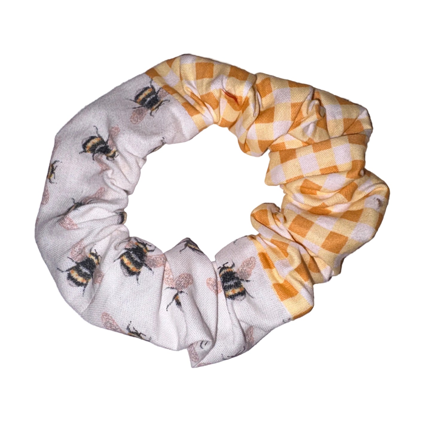 Bees and Checkered Yellow Scrunchie