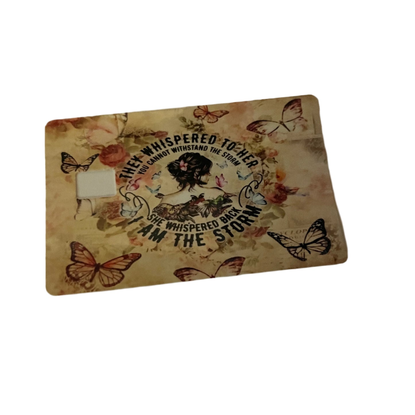Decorative card with floral and butterfly designs