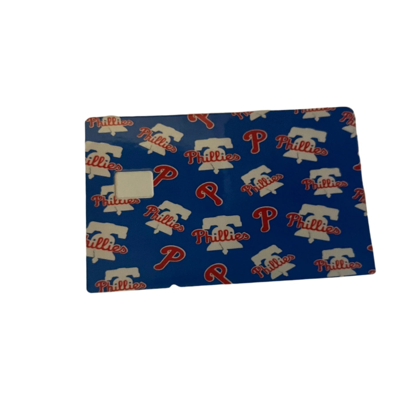 Blue Phillies patterned fabric on a white background