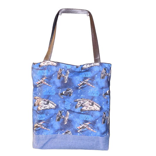 Star Wars Upcycled Tote | One-of-a-Kind Denim Bottom Bag