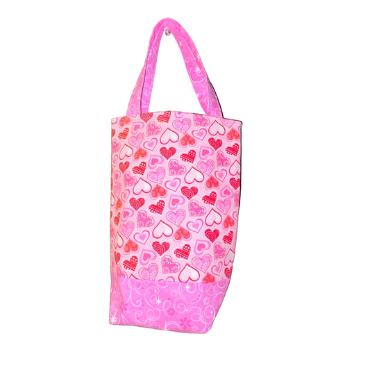Pink Hearts & Swirls Tall Skinny Tote | One-of-a-Kind Mini Bag