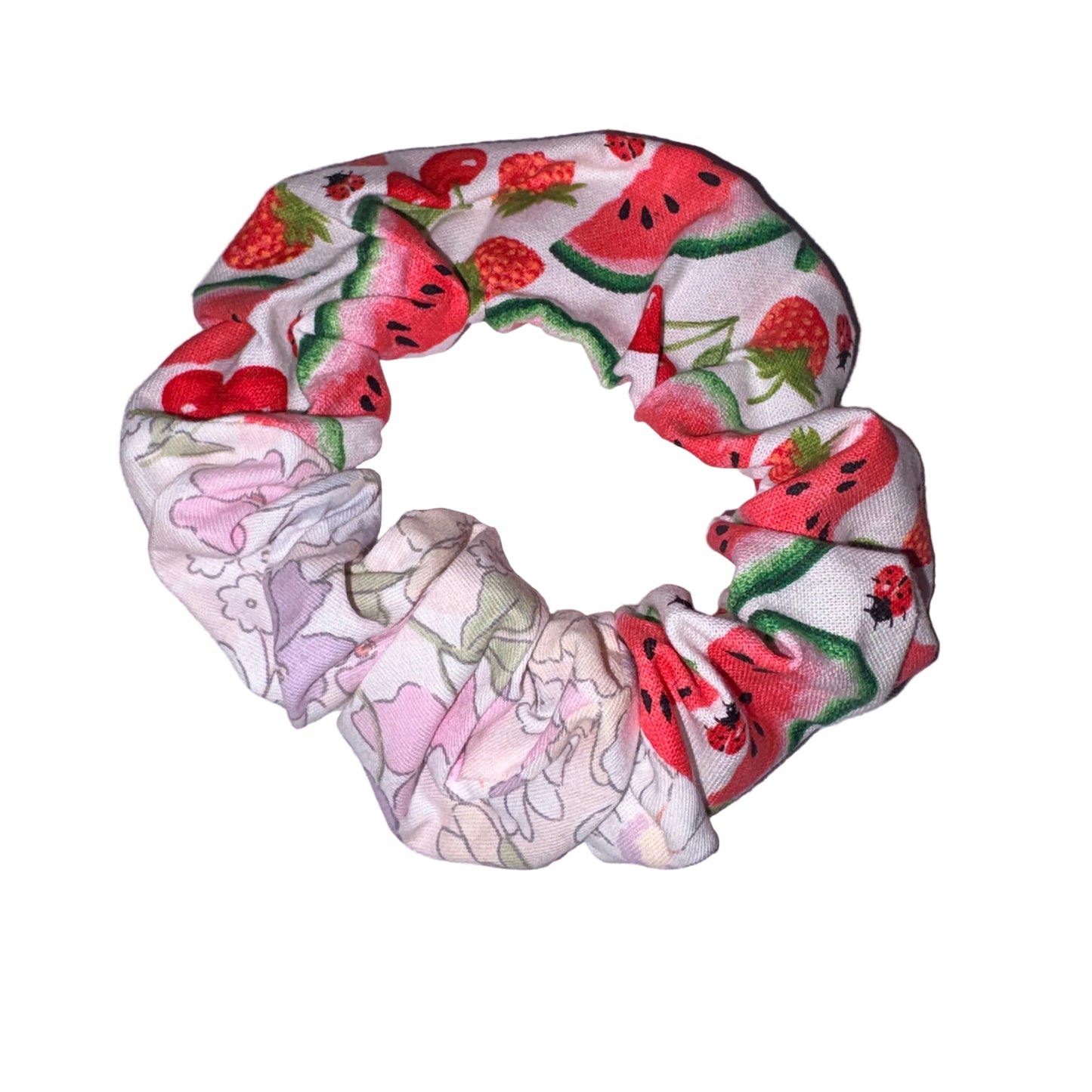 Watermelon and Flowers Scrunchie