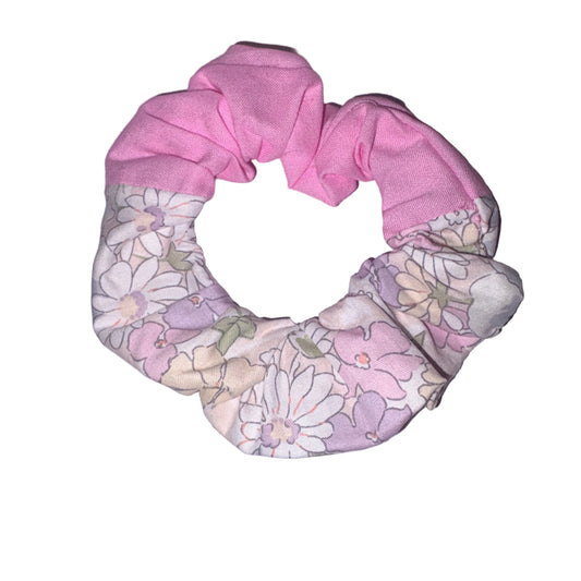 Pink Flowers Scrunchie