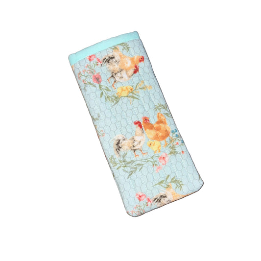 Teal Chickens Glasses Case