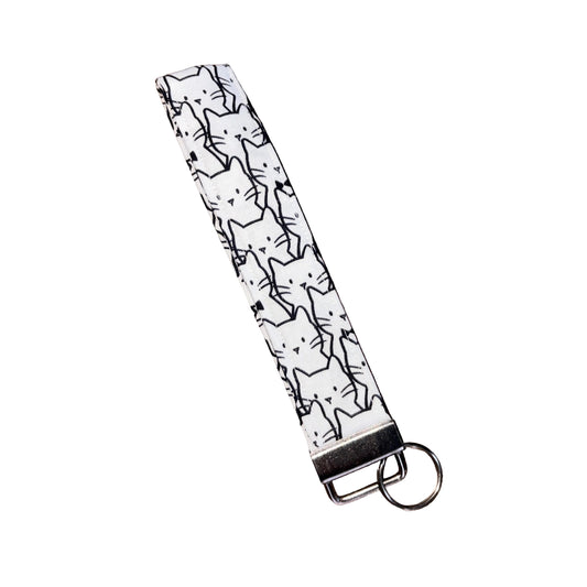 White Cat Wristlet Keychain